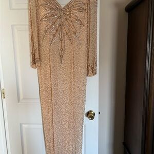 Elegant Beaded Long Sleeve Gown